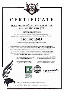 ISO 14001 2015 Certificate